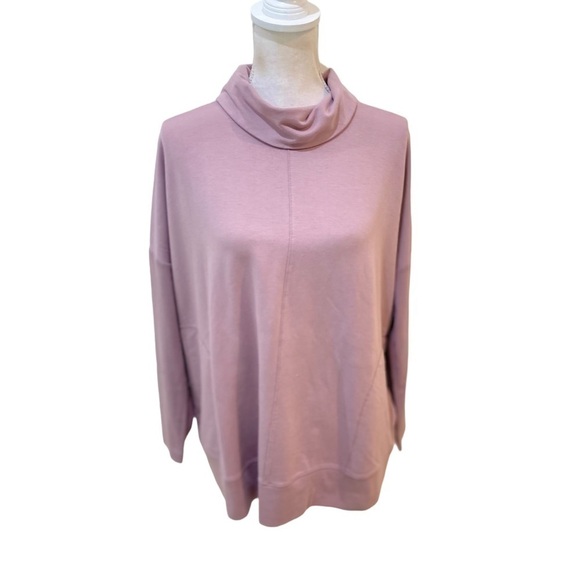 J Jill mock neck long sleeved lavender front hand pockets sweatshirt size large - Picture 1 of 10
